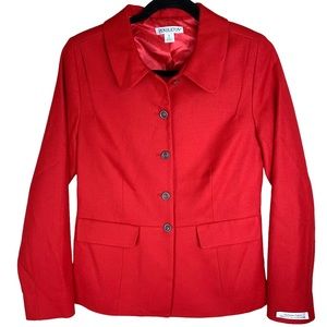 Pendleton 100% Virgin Wool Fitted Button Jacket Blazer Holiday Red Size 8 NEW